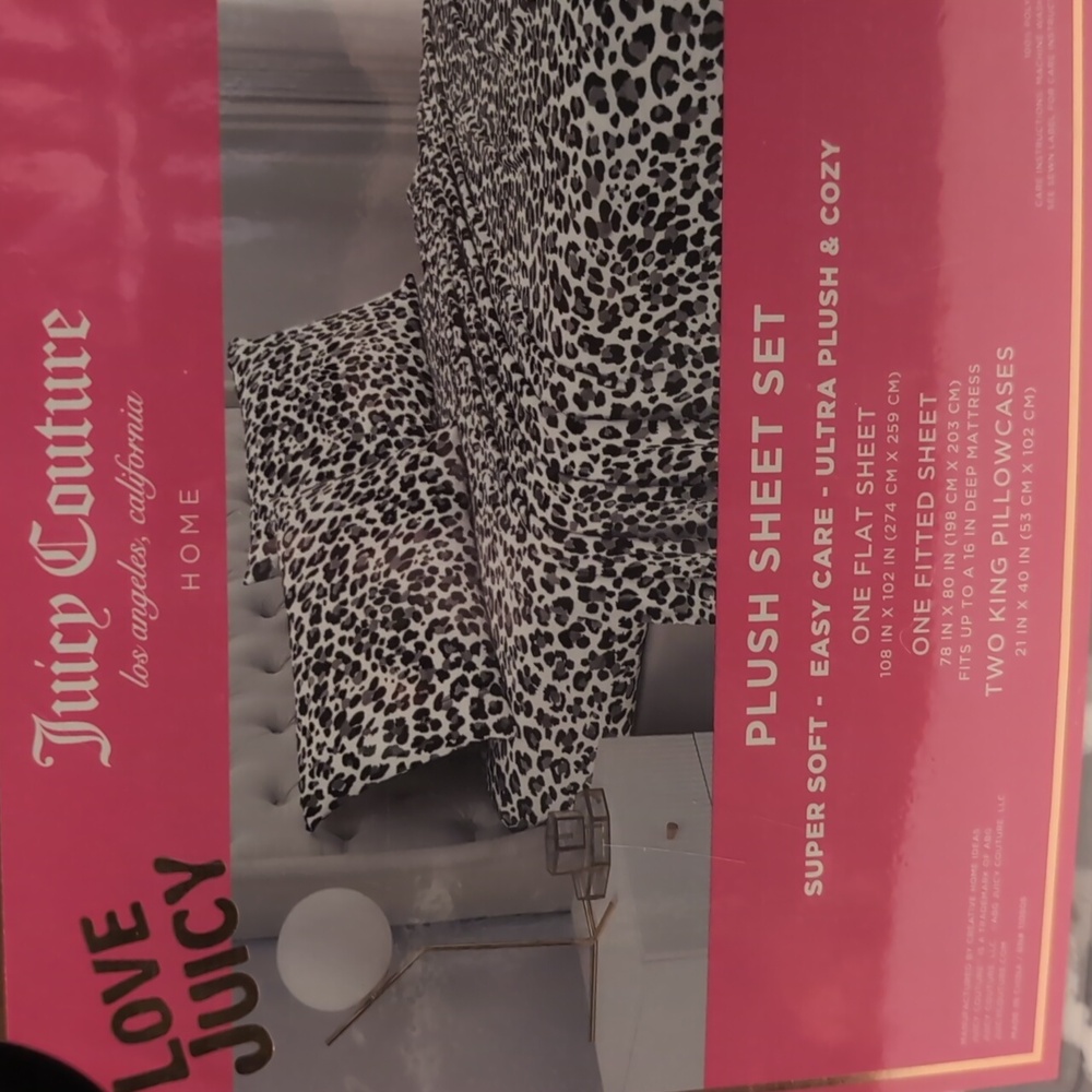 🆕 Ultra Soft Plush King Leopard Sheet Set 💗 Juicy Couture